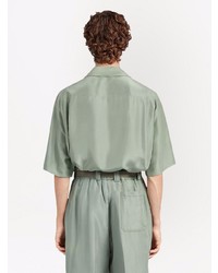 Chemise à manches courtes en soie vert menthe Zegna