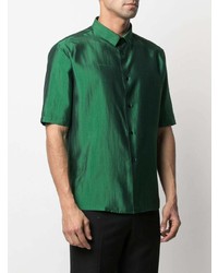 Chemise à manches courtes en soie verte Saint Laurent