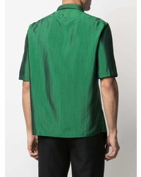 Chemise à manches courtes en soie verte Saint Laurent