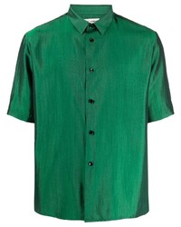 Chemise à manches courtes en soie verte Saint Laurent