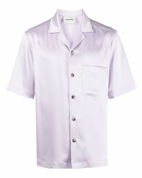 Chemise à manches courtes en soie violet clair Nanushka