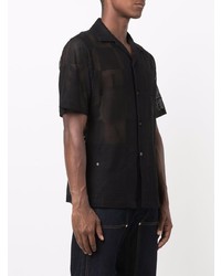 Chemise à manches courtes en tulle imprimée noire Amiri