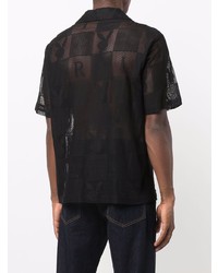 Chemise à manches courtes en tulle imprimée noire Amiri