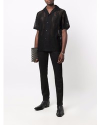 Chemise à manches courtes en tulle imprimée noire Amiri