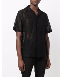 Chemise à manches courtes en tulle imprimée noire Amiri