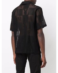 Chemise à manches courtes en tulle imprimée noire Amiri