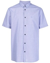 Chemise à manches courtes en vichy bleu clair Armani Exchange