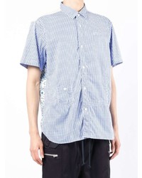 Chemise à manches courtes en vichy bleu clair Junya Watanabe