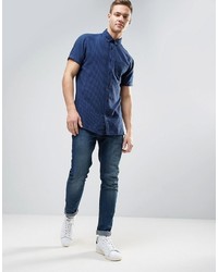 Chemise à manches courtes en vichy bleu marine Jack and Jones