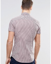 Chemise à manches courtes en vichy bordeaux Asos