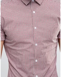 Chemise à manches courtes en vichy bordeaux Asos