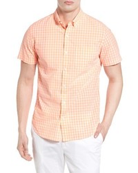 Chemise à manches courtes en vichy orange