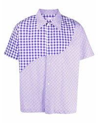Chemise à manches courtes en vichy violet clair ERL