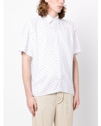 Chemise à manches courtes géométrique blanche BOSS