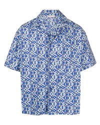 Chemise à manches courtes géométrique bleu clair PUCCI