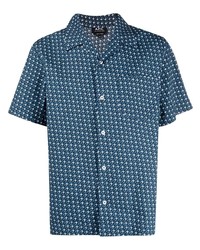 Chemise à manches courtes géométrique bleu marine A.P.C.