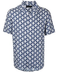 Chemise à manches courtes géométrique bleu marine D'urban