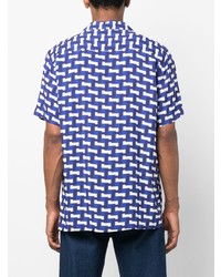 Chemise à manches courtes géométrique bleu marine OAS Company