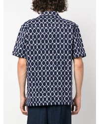 Chemise à manches courtes géométrique bleu marine Orlebar Brown