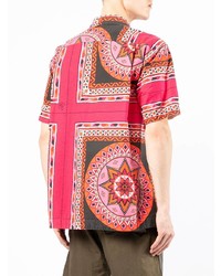 Chemise à manches courtes géométrique fuchsia Sacai