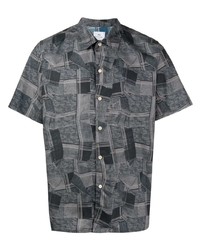 Chemise à manches courtes géométrique gris foncé