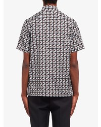 Chemise à manches courtes géométrique grise Prada