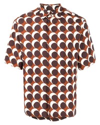 Chemise à manches courtes géométrique marron foncé
