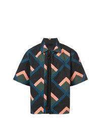 Chemise à manches courtes géométrique multicolore