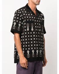 Chemise à manches courtes géométrique noire Sacai