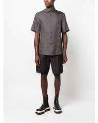 Chemise à manches courtes géométrique noire Lanvin