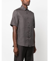 Chemise à manches courtes géométrique noire Lanvin