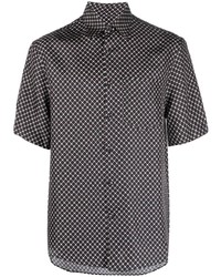 Chemise à manches courtes géométrique noire Lanvin