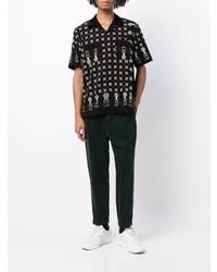 Chemise à manches courtes géométrique noire Sacai