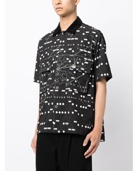 Chemise à manches courtes géométrique noire Sacai