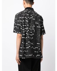 Chemise à manches courtes géométrique noire Sacai