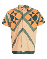 Chemise à manches courtes géométrique orange Bode