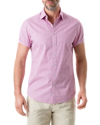 Chemise à manches courtes géométrique rose
