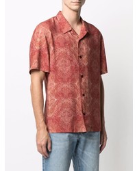 Chemise à manches courtes géométrique rouge Dondup