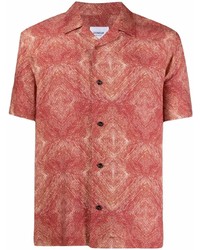 Chemise à manches courtes géométrique rouge Dondup