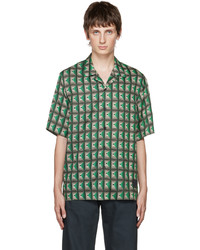 Chemise à manches courtes géométrique vert foncé Paul Smith