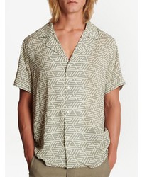Chemise à manches courtes géométrique vert menthe Balmain