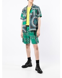 Chemise à manches courtes géométrique verte Sacai