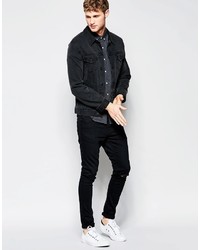 Chemise à manches courtes gris foncé Asos