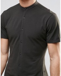 Chemise à manches courtes gris foncé Asos