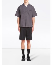 Chemise à manches courtes gris foncé Prada