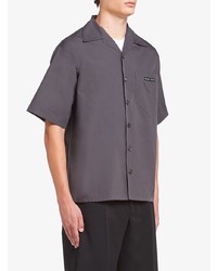 Chemise à manches courtes gris foncé Prada