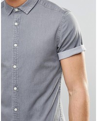 Chemise à manches courtes grise Asos