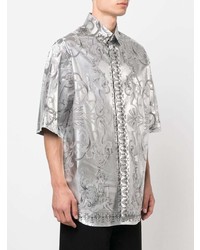 Chemise à manches courtes imprimée argentée Versace
