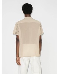 Chemise à manches courtes imprimée beige Bode