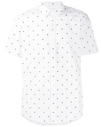 Chemise à manches courtes imprimée blanc et bleu marine Michael Kors
